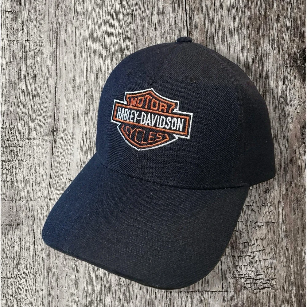 Harley Davidson Fitted Hat Black Embroidered Logo SnapBack